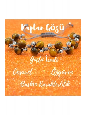 Sertifikalı 6mm Ipli Kaplan Gözü Ayarlanabilir Ölçü Doğal Taş Bileklik