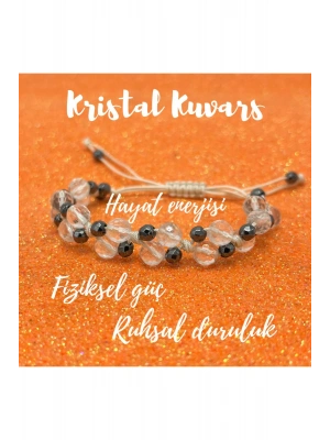 Sertifikalı 6mm Ipli Kristal Kuvars Ayarlanabilir Ölçü Doğal Taş Bileklik