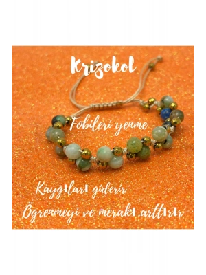 Sertifikalı 6mm Ipli Krizokol Ayarlanabilir Ölçü Doğal Taş Bileklik