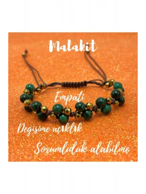 Sertifikalı 6mm Ipli Malakit Ayarlanabilir Ölçü Doğal Taş Bileklik
