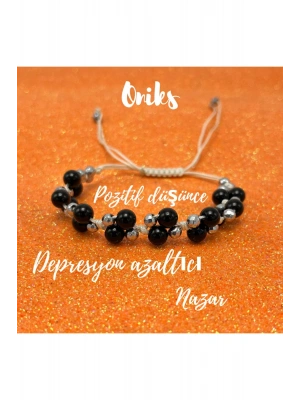 Sertifikalı 6mm Ipli Oniks Ayarlanabilir Ölçü Doğal Taş Bileklik