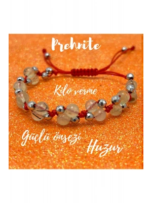 Sertifikalı 6mm Ipli Prehnite Ayarlanabilir Ölçü Doğal Taş Bileklik