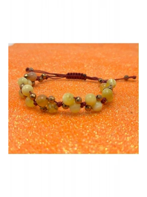 Sertifikalı 6mm Ipli Sarı Opal Ayarlanabilir Ölçü Doğal Taş Bileklik