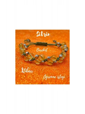 Sertifikalı 6mm Ipli Sitrin Ayarlanabilir Ölçü Doğal Taş Bileklik