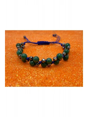 Sertifikalı 6mm Ipli Yeşil Akik Ayarlanabilir Ölçü Doğal Taş Bileklik