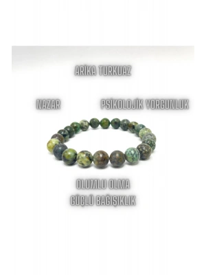 Sertifikalı Afrika Turkuaz 8mm Elastik Misinalı Doğal Taş Bileklik