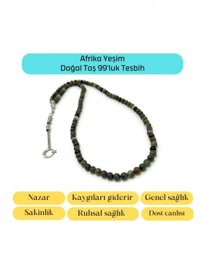 Sertifikalı Afrika Yeşim 6mm 99luk Doğal Taş Tesbih