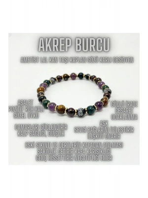 SERTİFİKALI AKREP BURCU DOĞAL TAŞ BİLEKLİK 6mm