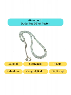 Sertifikalı Akuamarin 6mm 99luk Doğal Taş Tesbih