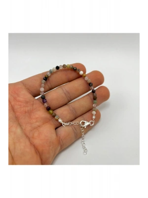 SERTİFİKALI Akuamarin Morganit Helidor 4mm 925 Ayar Gümüş Doğal Taş Bileklik Uzatma Zincirli