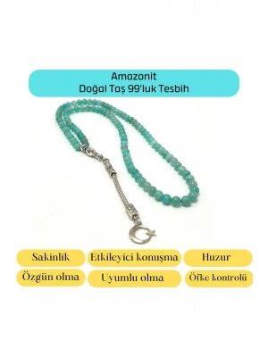 Sertifikalı Amazonit 6mm 99luk Doğal Taş Tesbih