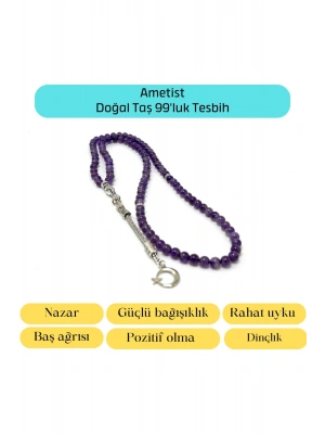 Sertifikalı Ametist 6mm 99luk Doğal Taş Tesbih