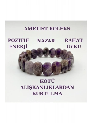 Sertifikalı Ametist Doğal Taş Roleks Bileklik