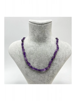 SERTİFİKALI Ametist Natural Kesim Makrome Doğal Taş Kolye