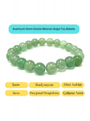 Sertifikalı Aventurin 8mm Elastik Misinalı Doğal Taş Bileklik