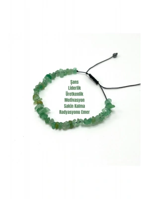 SERTİFİKALI Aventurin Saçaklı Model Doğal Taş Makrome Bileklik Ayarlanabilir Ölçü