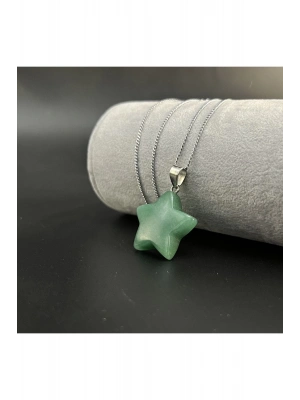 Sertifikalı Aventurin Yıldız Model Doğal Taş Kolye (KARARMAMA GARANTİLİ)