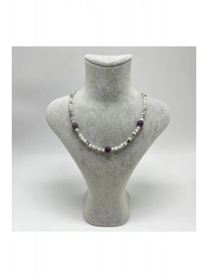 SERTİFİKALI Ay Taşı Ametist 4mm 925 Ayar Gümüş Doğal Taş Kolye Uzatma Zincirli