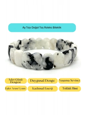 Sertifikalı Ay Taşı Doğal Taş Roleks Bileklik