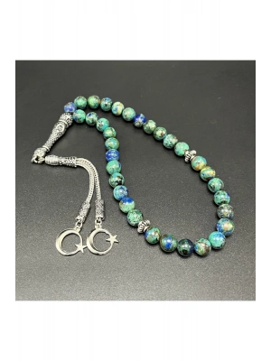Sertifikalı Azurit Malakit 8mm 33lük Doğal Taş Tesbih