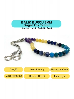 Sertifikalı Balık Burcu 8mm 33lük Doğal Taş Tesbih