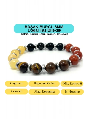 Sertifikalı Başak Burcu 8mm Doğal Taş Bileklik