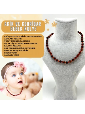 SERTİFİKALI BEBEK AKİK ve KEHRİBAR KOLYE 35 CM UNİSEX