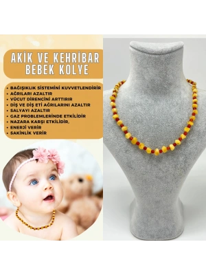 SERTİFİKALI BEBEK AKİK ve KEHRİBAR KOLYE 35 CM UNİSEX