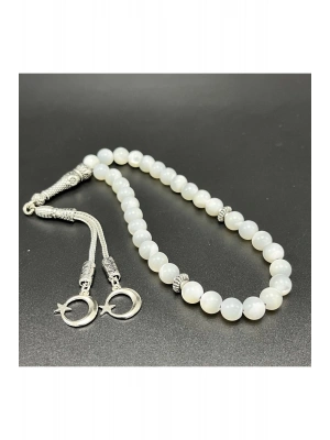 Sertifikalı Beyaz Sedef 8mm 33lük Doğal Taş Tesbih