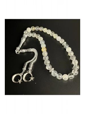 Sertifikalı Beyaz Topaz 8mm 33lük Doğal Taş Tesbih