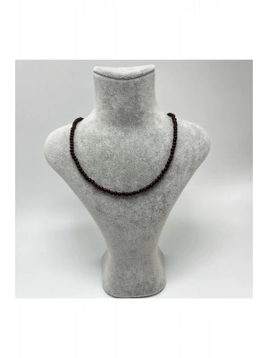 SERTİFİKALI Bordo Granat Lal 4mm 925 Ayar Gümüş Doğal Taş Kolye Uzatma Zincirli