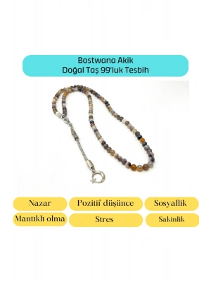 Sertifikalı Bostwana Akik 6mm 99luk Doğal Taş Tesbih