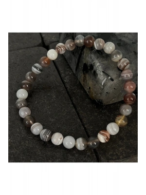 SERTİFİKALI Bostwana Akik 6mm Doğal Taş Bileklik