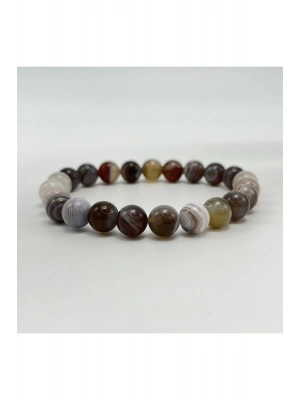 Sertifikalı Bostwana Akik 8mm Elastik Misinalı Doğal Taş Bileklik