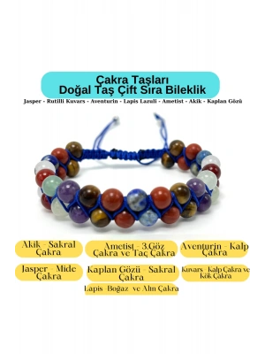 Sertifikalı Çakra Taşları Doğal Taş Çift Sıra Bileklik