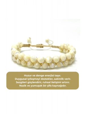SERTİFİKALI Çift Sıra Doğal Taş Makrome Bileklik Ayarlanabilir Ölçü