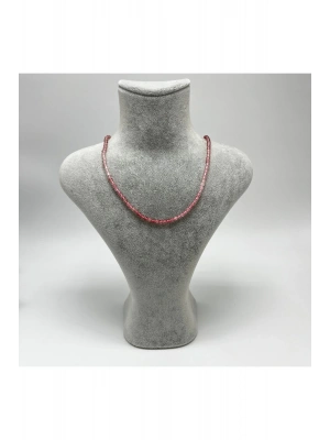 SERTİFİKALI Çilek Kuvars 4mm 925 Ayar Gümüş Doğal Taş Kolye Uzatma Zincirli