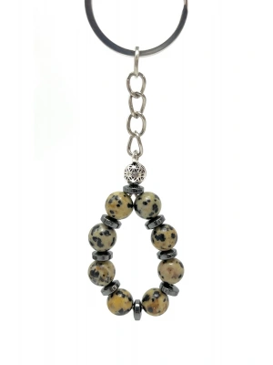 SERTİFİKALI Dalmaçyalı Jasper Doğal Taş Anahtarlık 8mm