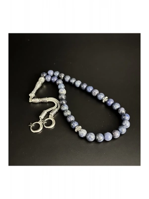 Sertifikalı Dumortierit 8mm 33lük Doğal Taş Tesbih