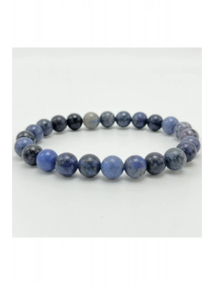 Sertifikalı Dumortierit 8mm Elastik Misinalı Doğal Taş Bileklik