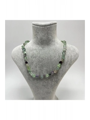 SERTİFİKALI Florit Natural Kesim Makrome Doğal Taş Kolye