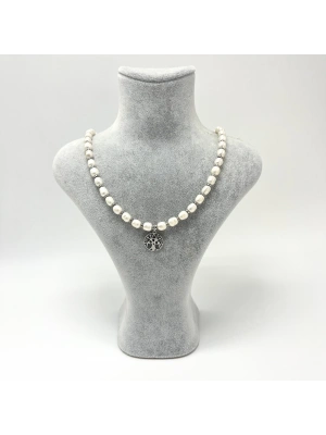 Sertifikalı Gerçek İnci Çelik Hayat Ağacı Aparatlı 925 Ayar Gümüş Kolye - Uzatma Zincirli