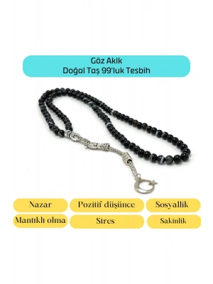 Sertifikalı Göz Akik 6mm 99luk Doğal Taş Tesbih