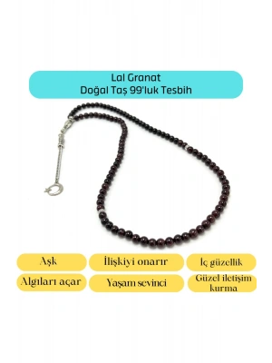 Sertifikalı Granat Lal 6mm 99luk Doğal Taş Tesbih