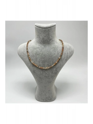 SERTİFİKALI Güneş Taşı 4mm 925 Ayar Gümüş Doğal Taş Kolye Uzatma Zincirli