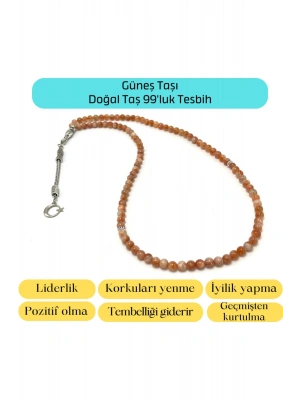 Sertifikalı Güneş Taşı 6mm 99luk Doğal Taş Tesbih