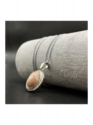 Sertifikalı Güneş Taşı Doğal Taş Kolye (KARARMAMA GARANTİLİ)