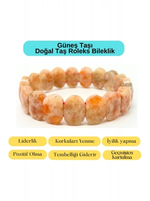Sertifikalı Güneş Taşı Doğal Taş Roleks Bileklik