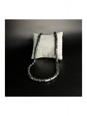 SERTİFİKALI Hematit Ayarlanabilir Ölçü Unisex Doğal Taş Kolye 55 cm ve üzeri