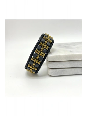 Sertifikalı Hematit Doğal Taş Kalın Erkek Bileklik Kadın Bileklik Kilitli Kapama